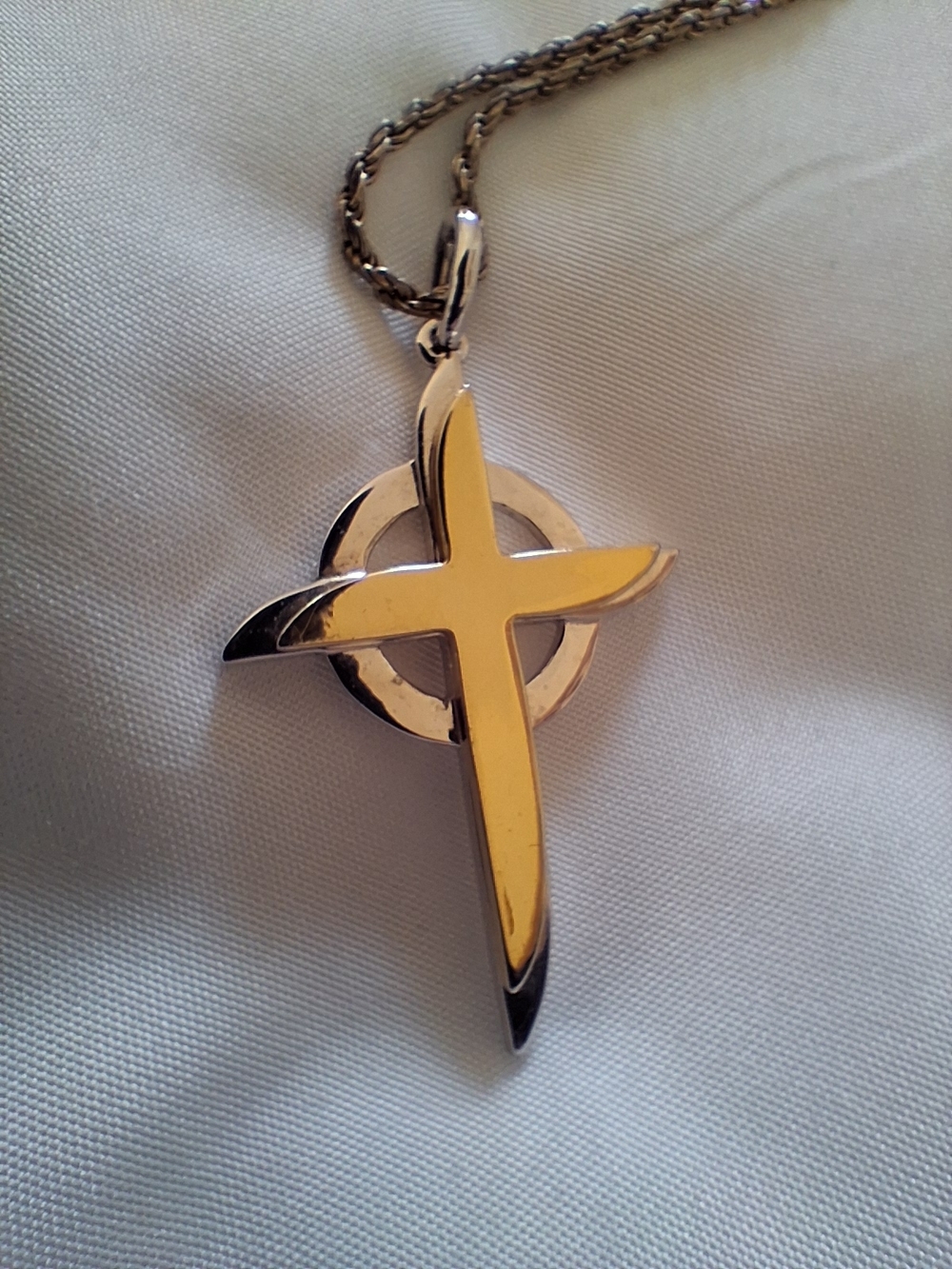 Ireland Gold and Silver Cross Pendant Necklace - Women Jewelry